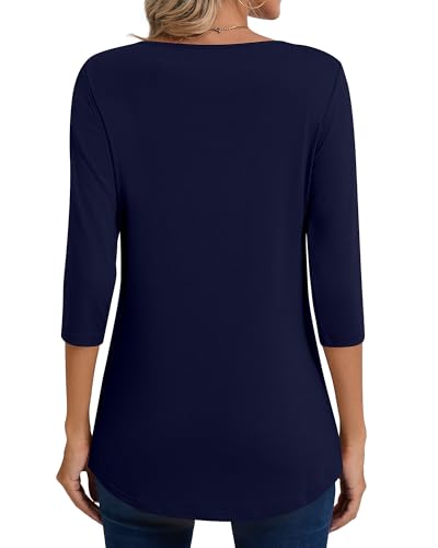 3-Pack Women's Casual Tops, 3/4 Sleeves, Relaxed Fit