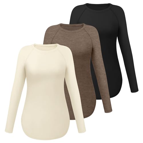 3 Pack Women's Long Sleeve Tunics with Raglan Sleeves & Side Split Hem