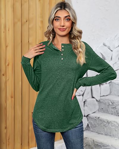 2-Pack Women's Henley Shirts: Casual Long Sleeve V-Neck Tops with Buttons