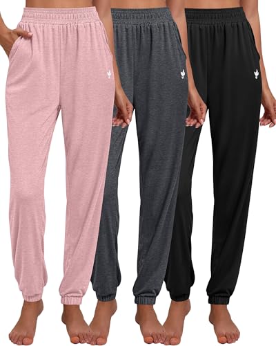 3 Pack Women's Casual Sweatpants with Pockets: Comfortable Loose Fit Joggers