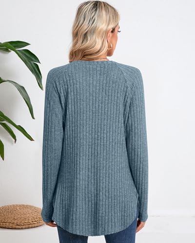 3 Pack Women's Loose Fit Curved Hem Long Sleeve Tunic Tops