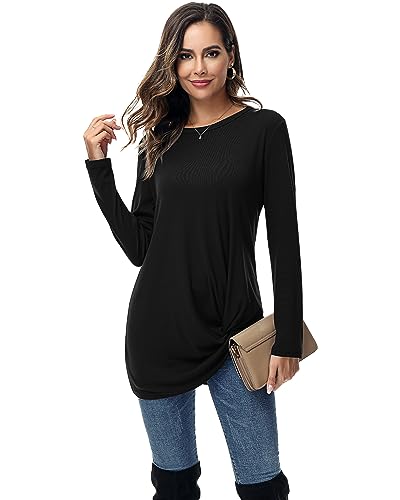 Women's Casual Long Sleeve Twist Knot Tops - Set of 2