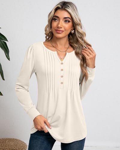 Women's V-Neck Long Sleeve Casual Blouses