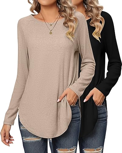 2 Pack Women's Long Sleeve Crewneck Sweatshirts