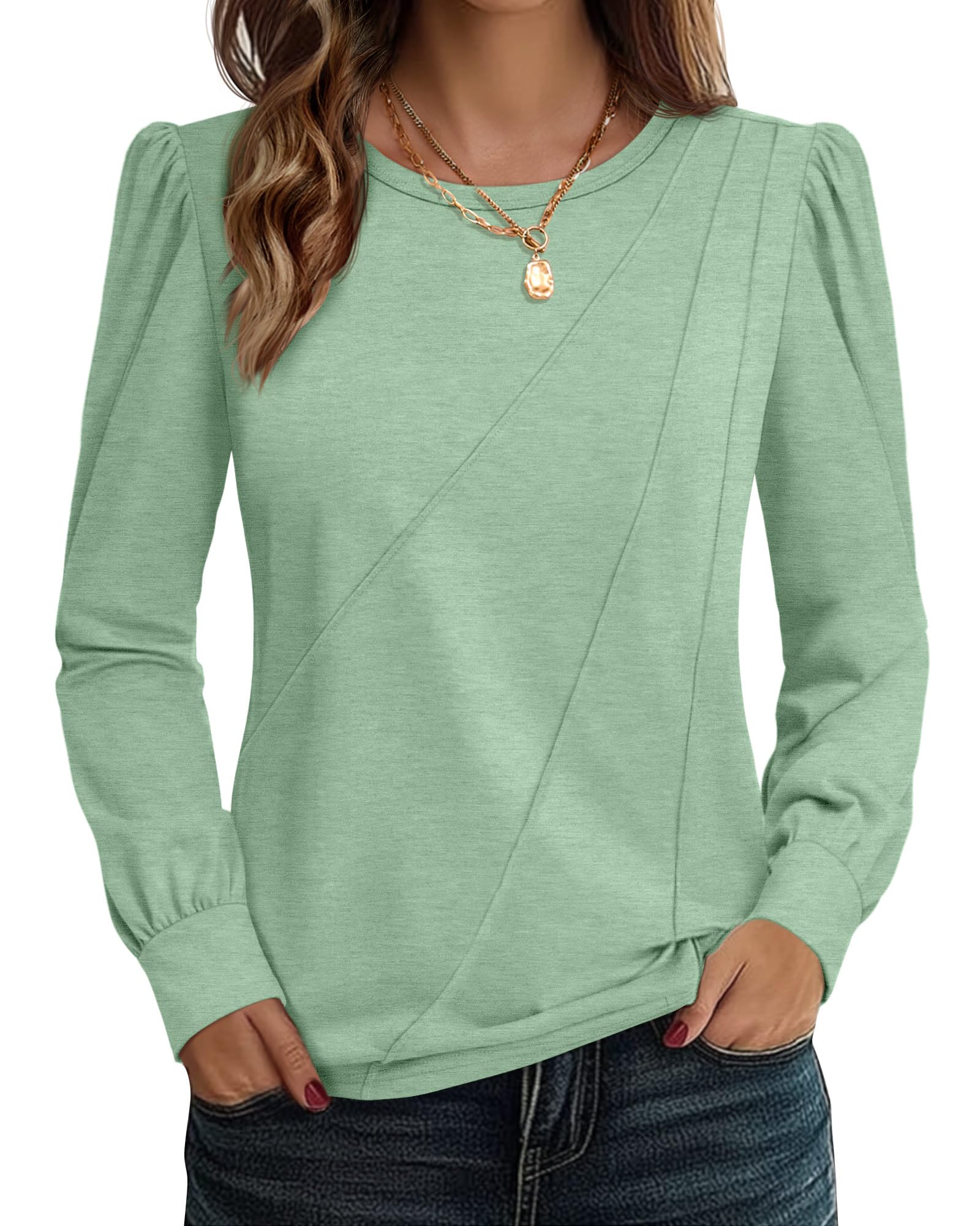 2025 Trendy Women's Puff Sleeve Long Dressy Tops