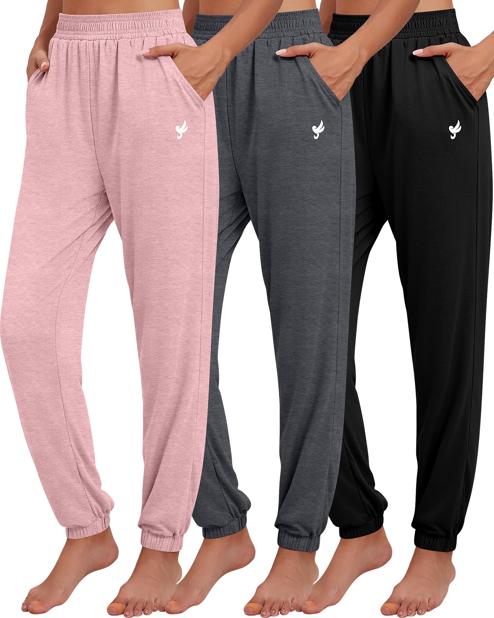 3 Pack Women's Casual Sweatpants with Pockets: Comfortable Loose Fit Joggers
