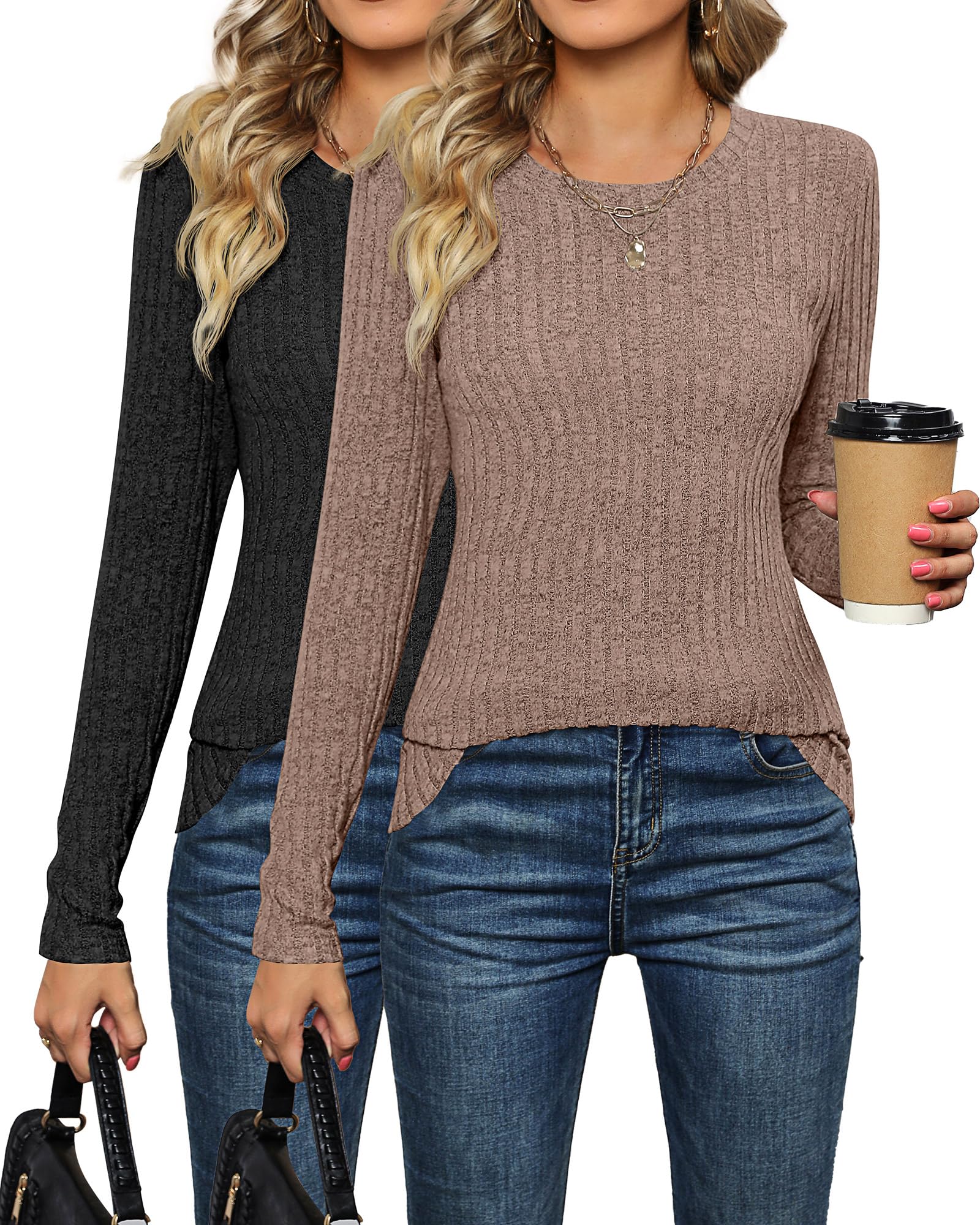 Trendy Women's Fall Cable Knit Sweater 2-Pack